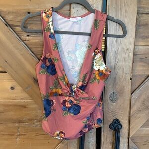 A'gaci Pink and Cream Floral Top